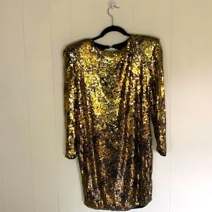 COSTUME DEPARTMENT Gold Sequin Mini Dress Size Sm
